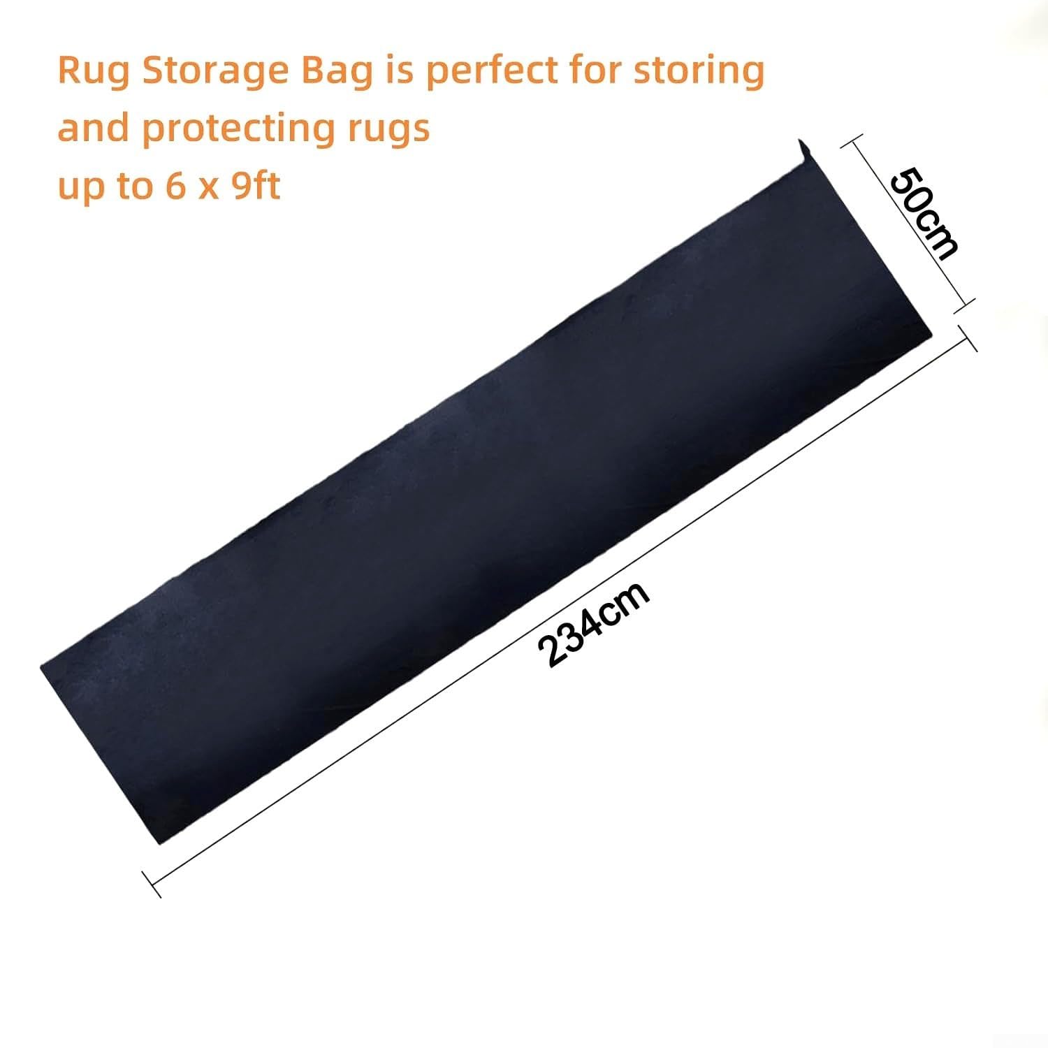 Custodia impermeabile Oxford per tappeti, con coulisse, antipolvere, per coperte e tappeti, nero (50 x 234 cm)