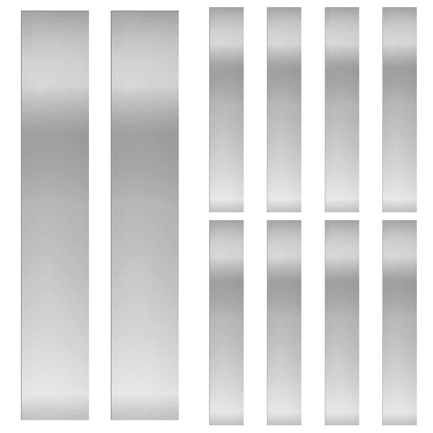 Glarks 30pcs L x W x T 6.1 x 0.98 x 0.0008-0.012’’ Rectangular Shim Stock Assortment, 10 Sizes 304 Stainless Steel Strips, Silver Shim Stock Sheet for Kitchen Trim Gap Filler/DIY/Industrial Use