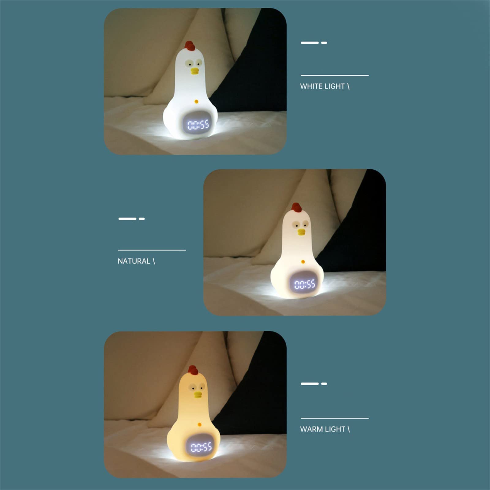 Luce notturna per ragazzi Carina Luce notturna Pollo Bambini Sveglia Morbido Silicone Portatile Nursery Lamp Bambini USB Ricaricabile Nightlight Per Ragazze Ragazzi Bambino Roba Carina per 10 Anni