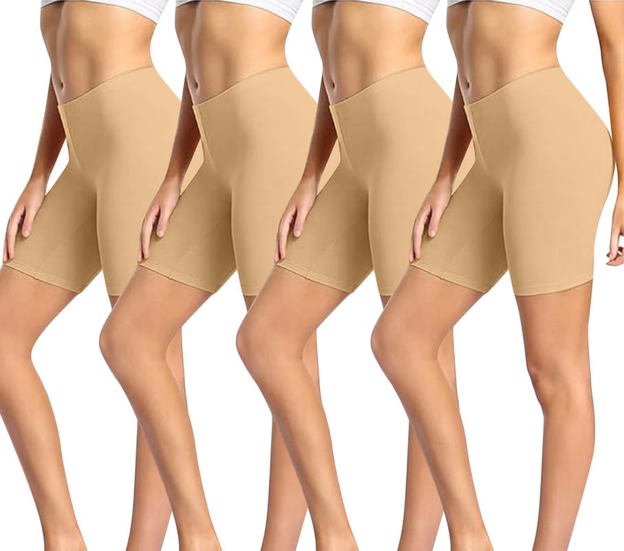 trendmalls Women's Cotton Stretchy Boy Shorts, Cycle Shorts, Slip Shorts Underwear Anti Chafing Soft Biker Short Plus Panties 4 Pack-picture-11
