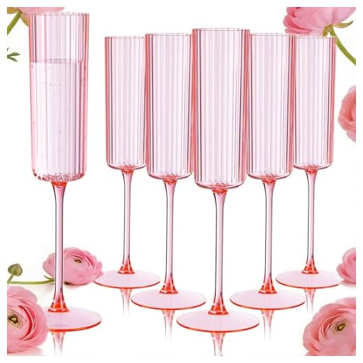 Ciaell 24 Pack Pink Ribbed Champagne Flutes