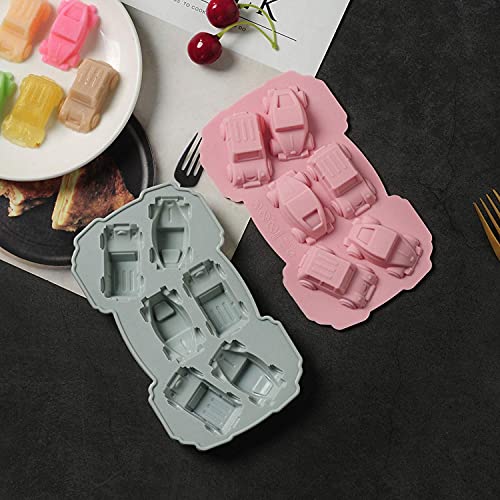 Car Silicone Molds 3D Cars Shape Chocolate Candy Molds Jello Mold For Kids Cute Race Car Mold For Making Handmade Cake, Crayon, Mini Soap, Soft Candy, Ice Cube (2 Pcs) #TOP4