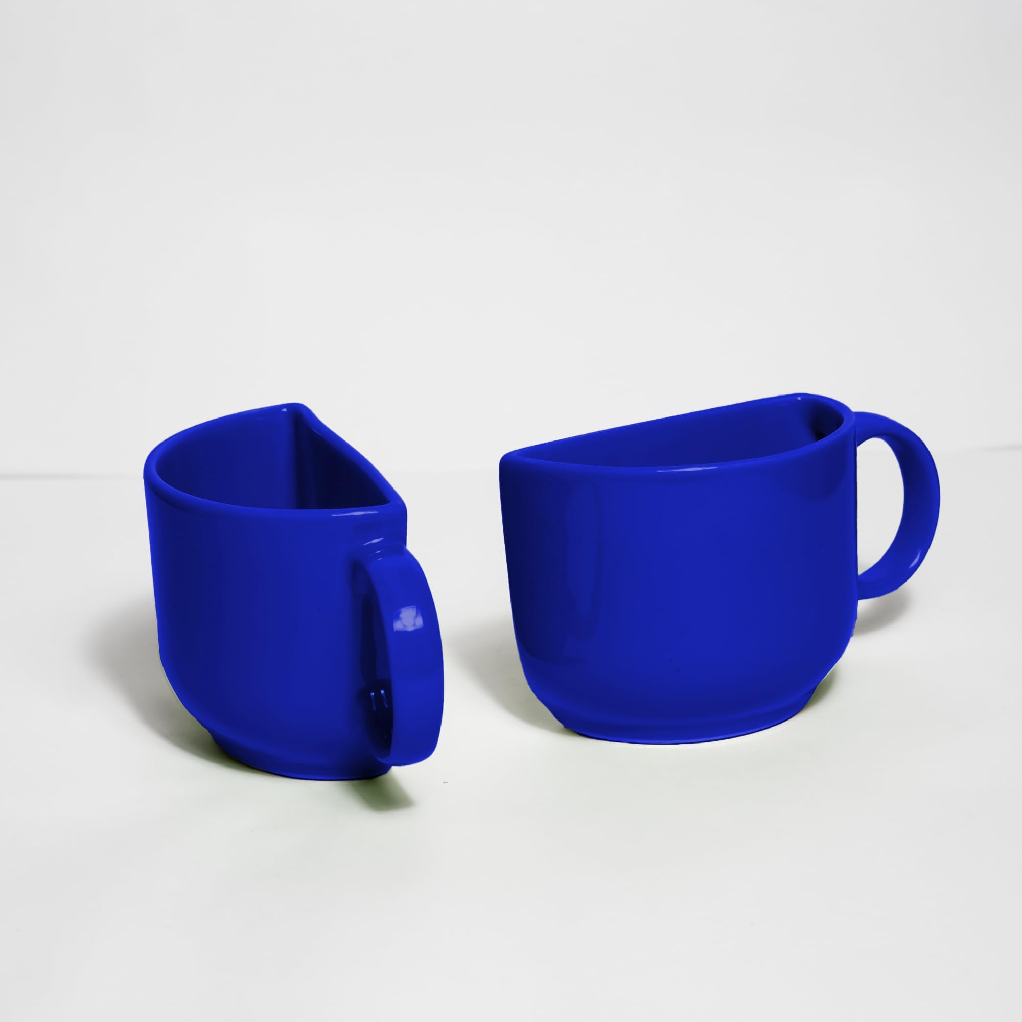 Qimacplus Ceramic Half Cup Wall Planter Half Ceramic Tea Cups | Indigo Blue | Set of 2 | Handpainted Tea Glasses Plantner | Ideal Housewarming Gift