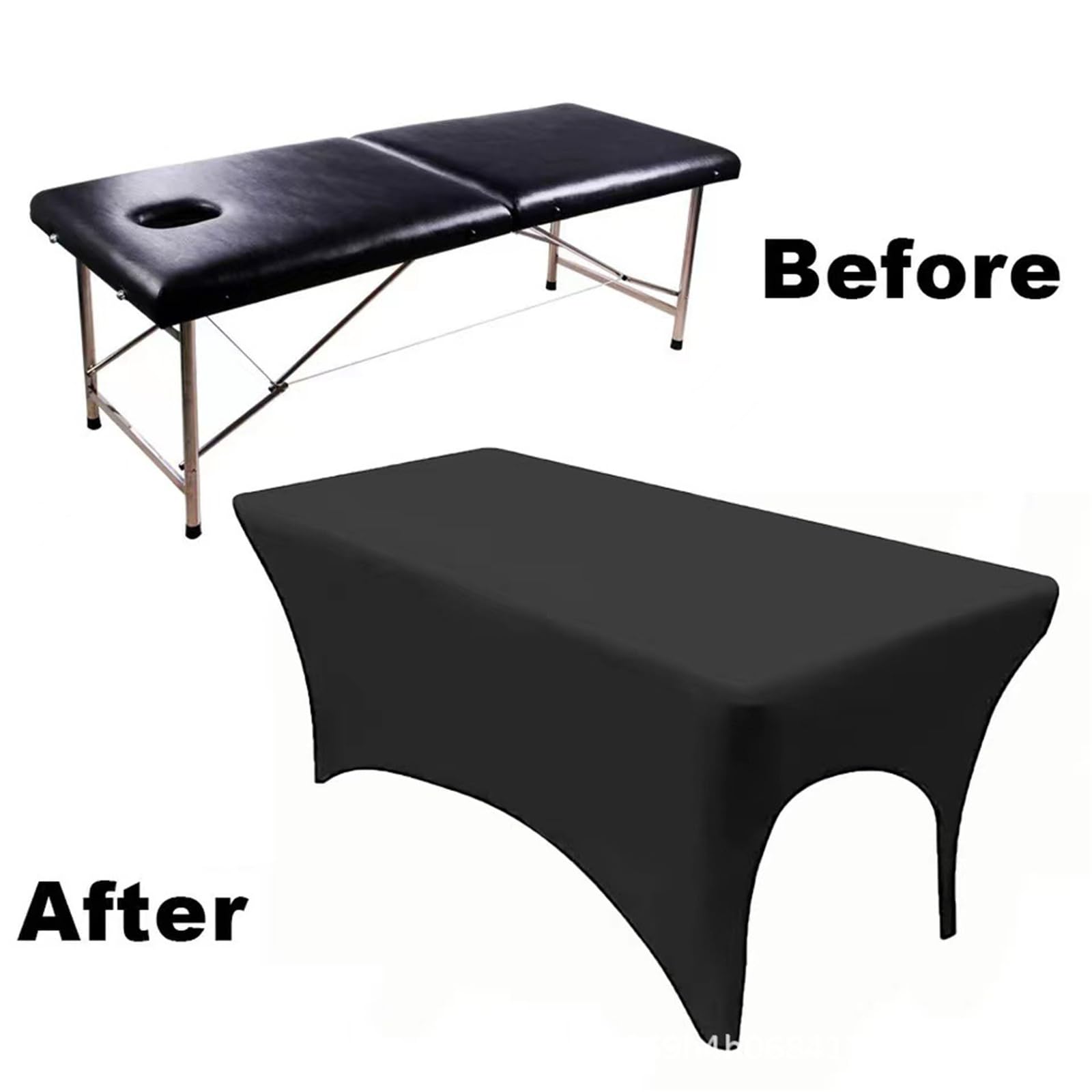 Highdi Sábana Bajera para Camilla de Masaje, Suave Elástica Sábana de Masaje Reutilizable para Camilla de SPA, Salón de Belleza,Funda para Camilla (6FT/183 * 76 * 74CM,Negro)