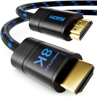 deleyCON 1m 8K UHD-II HDMI 2.1 Kabel Nylonowy 4320p 2160p 8K@60Hz 4K@120Hz 7680x4320p Metalowa Wtyczka Dolby DTS HDR eARC CEC HDTV Ethernet