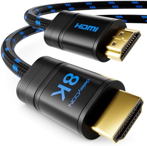 deleyCON 0,5m 8K UHD-II HDMI 2.1 Kabel Nylonowy 4320p 2160p 8K@60Hz 4K@120Hz 7680x4320p Metalowa Wtyczka Dolby DTS HDR eARC CEC HDTV Ethernet