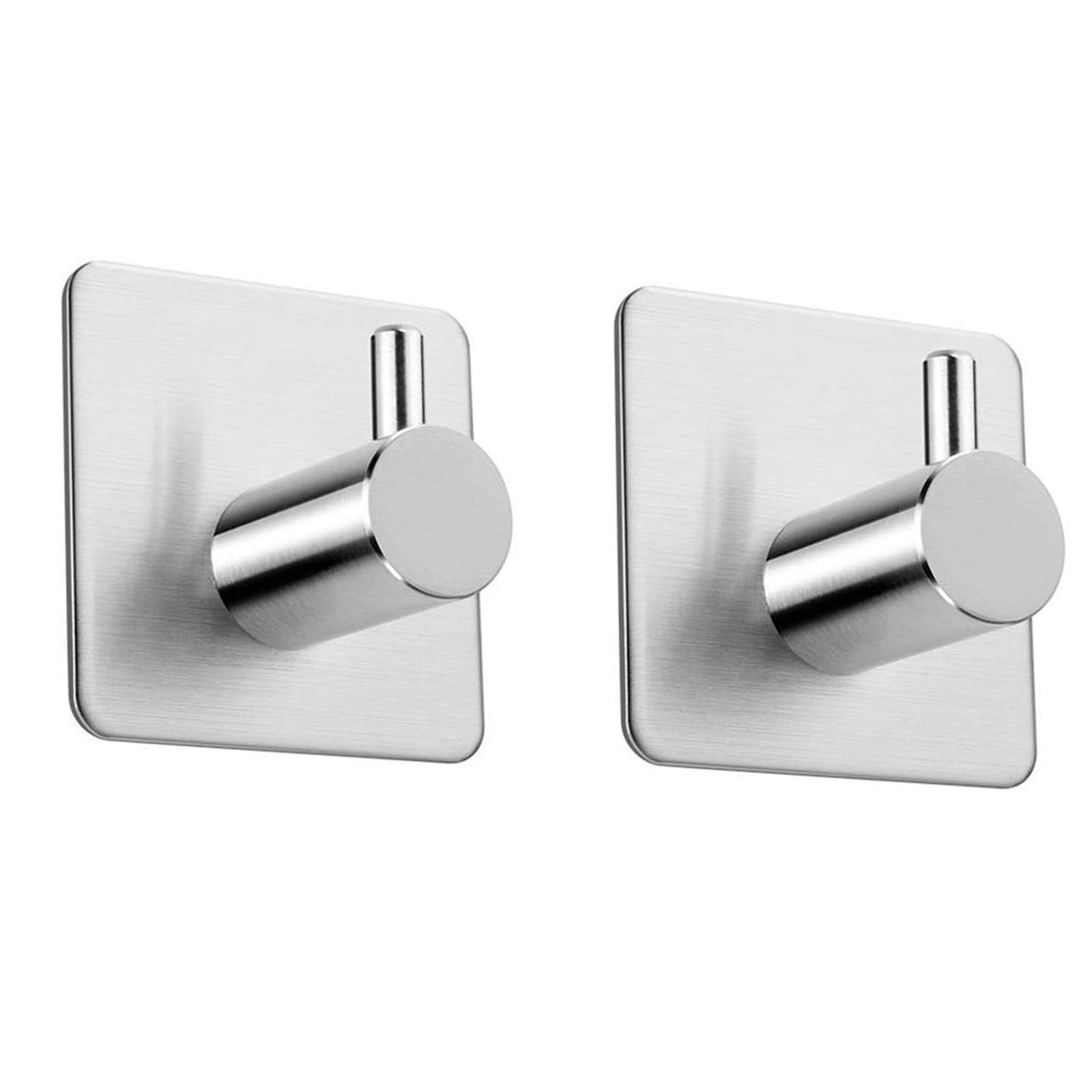DOETYD 2 PCS Stainless Steel Towel Hooks, Waterproof Self Adhesive Hooks for Coat Bathroom Kitchen Wall Door