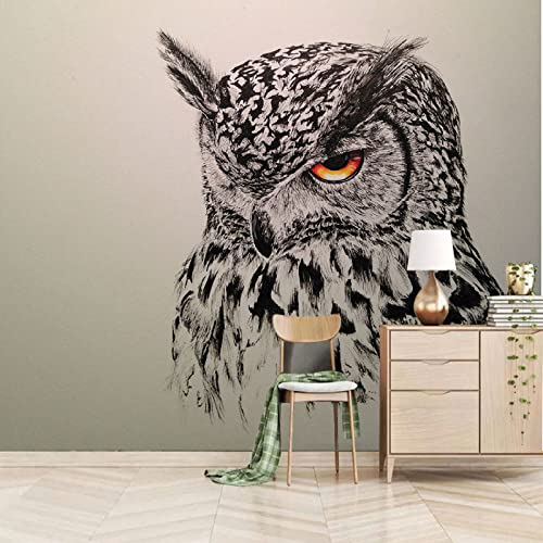 ZCLCHQ Papier peint intissé 3D chouette Décoration Murale Poster Tableaux Muraux Tapisserie Photo Bureau TV Mur de fond Taille:W350CMxH256CM
