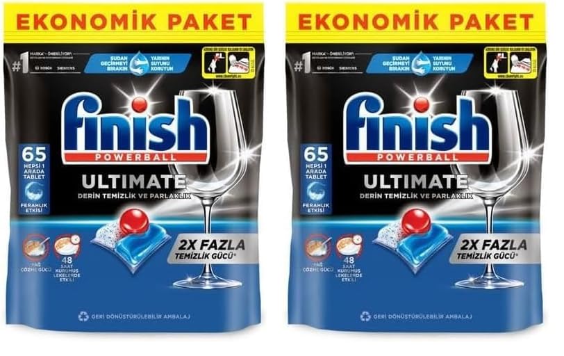 Finish Ultimate 65 Kapsül Bulaşık Makinesi Deterjanı Tableti (1 x 65 Kapsül) (2 paketi)