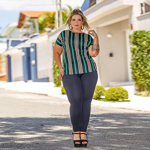Blusa Feminina Plus Size Social Festa (Estampa03, G1-48/50) XJ063021