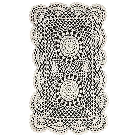 Seaquin White Crochet Lace Chair Arm Covers (pairs) OR Chair Backs, (pairs) Made from 100% Cotton (Chair Backs (55613)) Cover