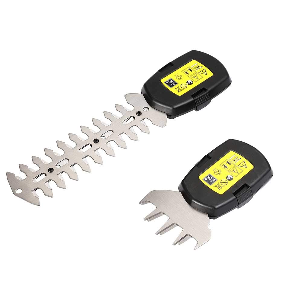 Bakaji Tijeras de podar eléctricas a batería con mango telescópico extensible, cortasetos, desbrozadora, cortasetos, 2 cuchillas intercambiables de 9 cm y 17 cm de acero
