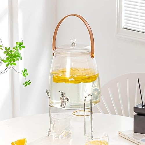 ZLBYXLU 麦茶ポットドリンクサーバードリンクサーバー 冷蔵庫 ピッチャー お茶ポット冷水筒 冷蔵庫ポット 蓋付き 大容量 透明 ドリンクサーバー 広口 卓上 麦茶ポット 冷蔵庫ジャグ 蛇口付き 冷蔵庫バー 洗いやすい クリア ウォータージャグ キャン