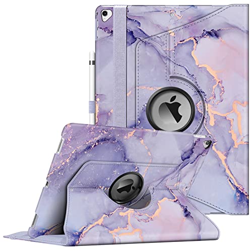 Fintie Rotating Case for iPad Pro 12.9-inch 2017 / 2015 (Old Model, 2nd & 1st Generation), 360 Degree Swiveling Stand Protective Back Cover, Supports Auto Wake/Sleep, Lilac Marble
