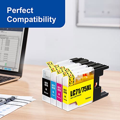 Lc75Xl High Yield Compatible Ink Cartridge Replacement For Brother Lc75 Lc71 Lc79 Xl Ink Cartridges To Use With Mfc-J6510Dw Mfc-J6710Dw Mfc J6910Dw J280W (1 Black, 1 Cyan, 1 Magenta, 1 Yellow) 4 Pack #TOP3