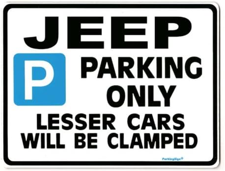 Parking Sign Gift for Jeep owner - Personalised for wrangler grand cherekee Models - Size Small or Large