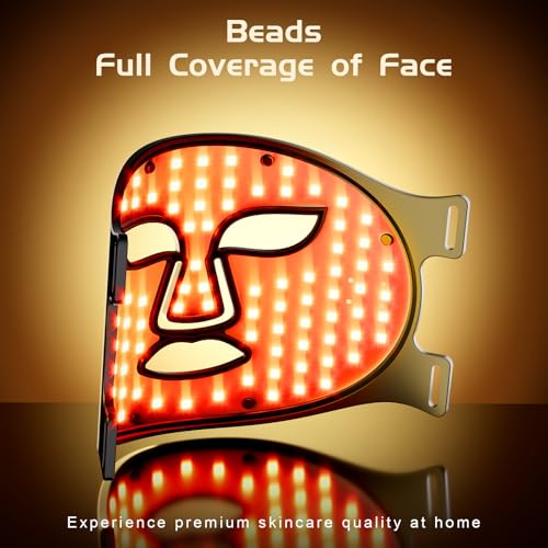 Image of BNU Wireless Red Light Therapy for Face, 4 Modes LED Light Therapy Mask with 400 LED Beads, Dual 1000mAh Remote Control, 850NM Infrared Red Light Therapy for Anti-Aging at Home & Travel