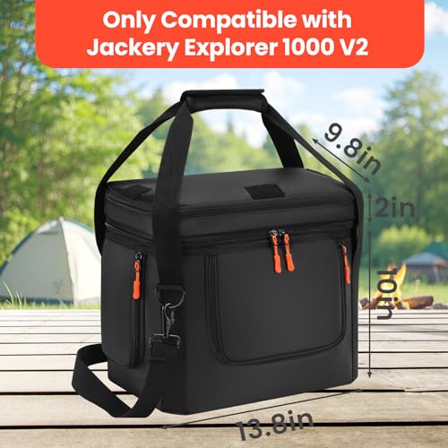 Soft Carrying Bag Compatible with Jackery Explorer 1000 V2, Portable Power Station Storage Case with Adjustable Shoulder Strap, Padding, Pocket, Side Zipper, Generator Covers for Outside - Image 6