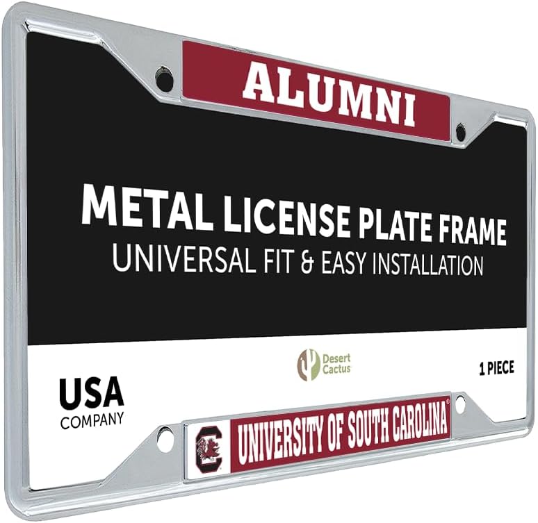 Desert Cactus University of South Carolina Gamecocks USC Cocky Metal License Plate Frame for Front or Back Car Officially Licensed (Alumni)