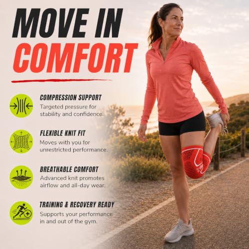 Image of Knee Brace for Men and Women Knee Compression Sleeve Knee Support Wraps for Arthritis Joint Pain Relief, Workout, Swelling, Sports, Circulation, Running, Recovery for ACL & Meniscus Tear