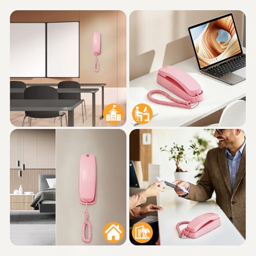 Uvital Corded Phones for Landline, Wall-Mount Telephones for Landline, Pink by Uvital - Used condition - Image 6