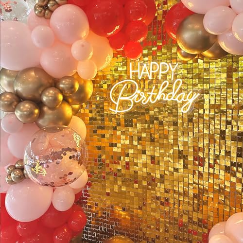 Image of Gold Shimmer Wall Backdrop,Shiny Sequins,24PCS Sequins Backdrop Decoration Panels, Glitter Bling Photo Background Decorations for Birthday Party Wedding Engagement Anniversary Graduation Baby Shower