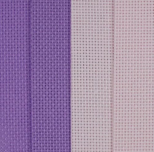 Image of KCS 4 /6 pc of 12 inch x 18 inch 30cmx45cm 16CT Counted Cotton Aida Cloth Cross Stitch Fabric (Lavender+Pink, 4 pc)