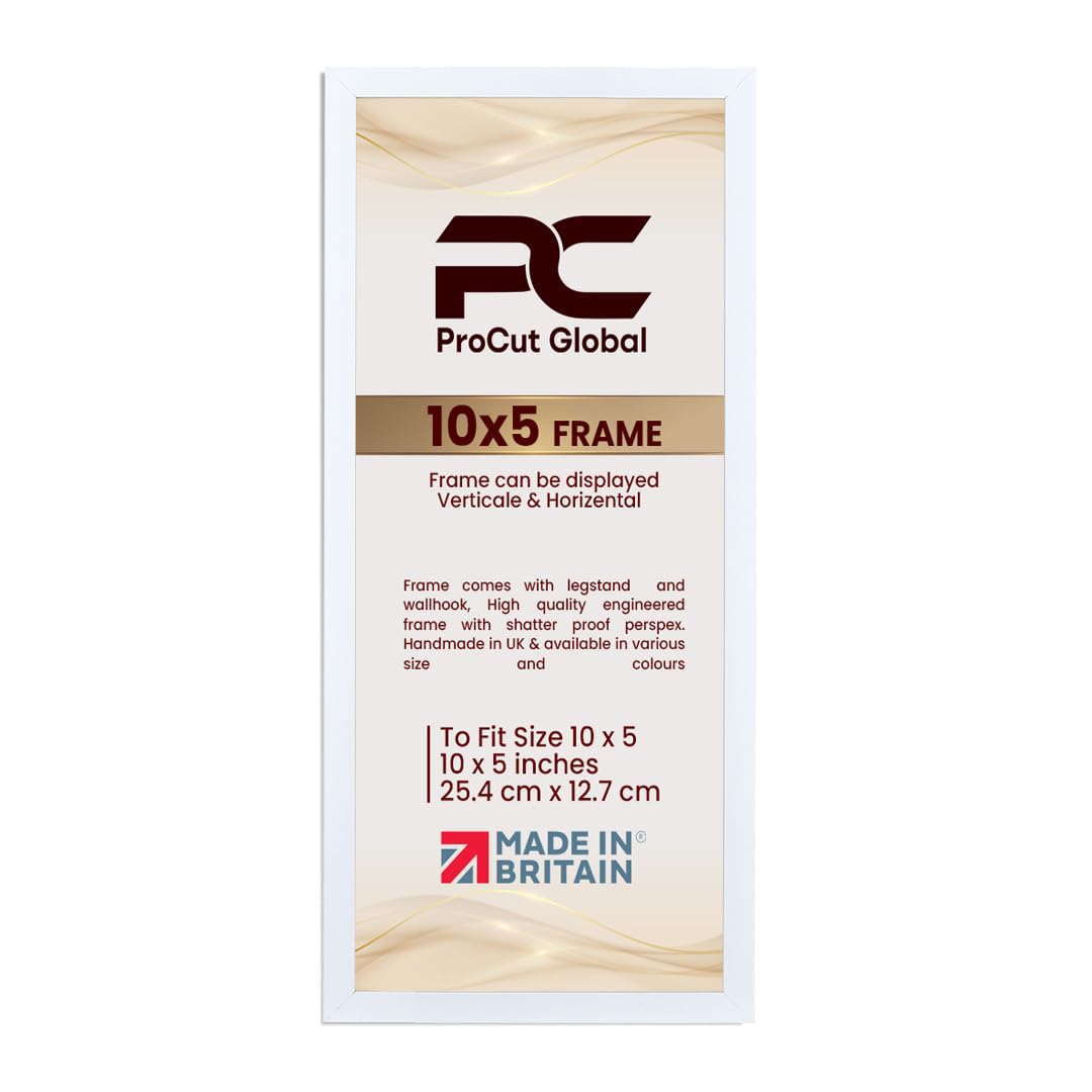 Procut Global Sleek White Picture Frame For Photos - 10x5"