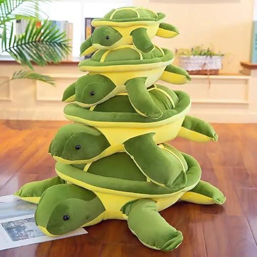 Image of Plush Sea Turtle Stuffed Animal, Green and Yellow, Soft Toy for Kids 25CM