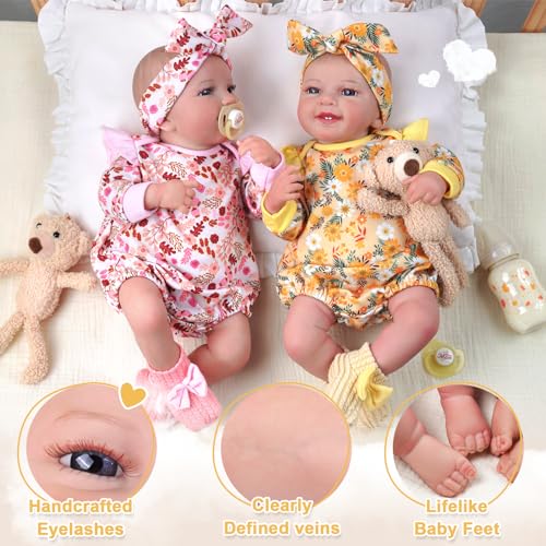 Image of BABESIDE Lifelike Reborn Baby Dolls - 20 Inch Twins with Sweet Smile & Realistic Soft Body - Newborn Baby Dolls for Kids Age 3+