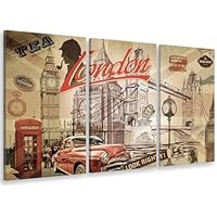 HXA DECO Cuadro tríptico London Look Right ! - 90x60 cm