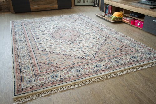 Steffensmeier Orientteppich Beige | 100% Schurwolle | Handgeknüpfter Orient Teppich, Größe: 80x400 cm