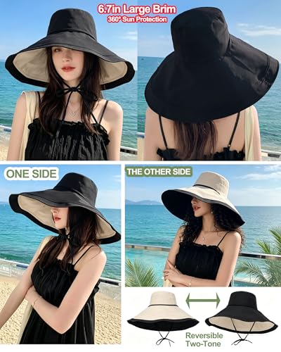 Sombrero de ala ancha reversible para mujer miniatura 2