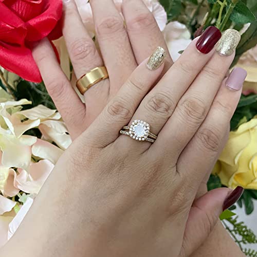 CEJUG 1.5Ct Cz Wedding Ring Sets for Him and Her Womens Mens Titanium Stainless Steel Rings Bands 18k Gold Couple Rings2