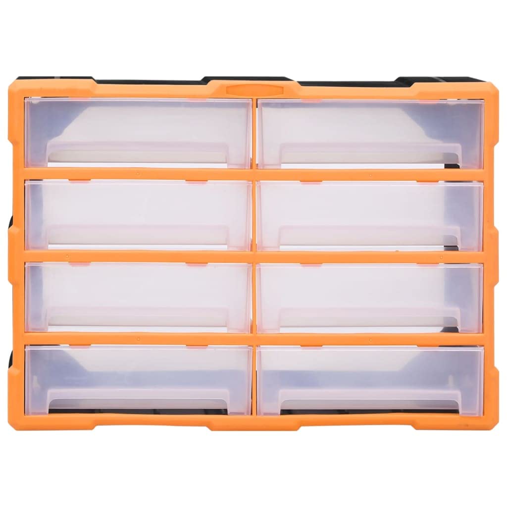 Organizador de múltiples cajones, 8 cajones grandes, 52 x 16 x 37 cm, de plástico resistente a los golpes, cajones transparentes para una identificación rápida, ideal como caja de costura o clavo para