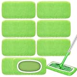 Nicemiya 8 Pack Reusable Mop Pads Compatible with Swiffer Sweeper, Coral Fleece Washable Swiffer Mop Pads, Dry & Wet Sweeping Mopping Cloths (Green, Not Included Mop)
