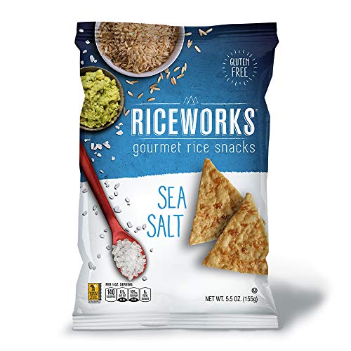 Riceworks, Galletas sin gluten – Galletas de arroz gourmet – sal marina, 156 g, paquete de 6