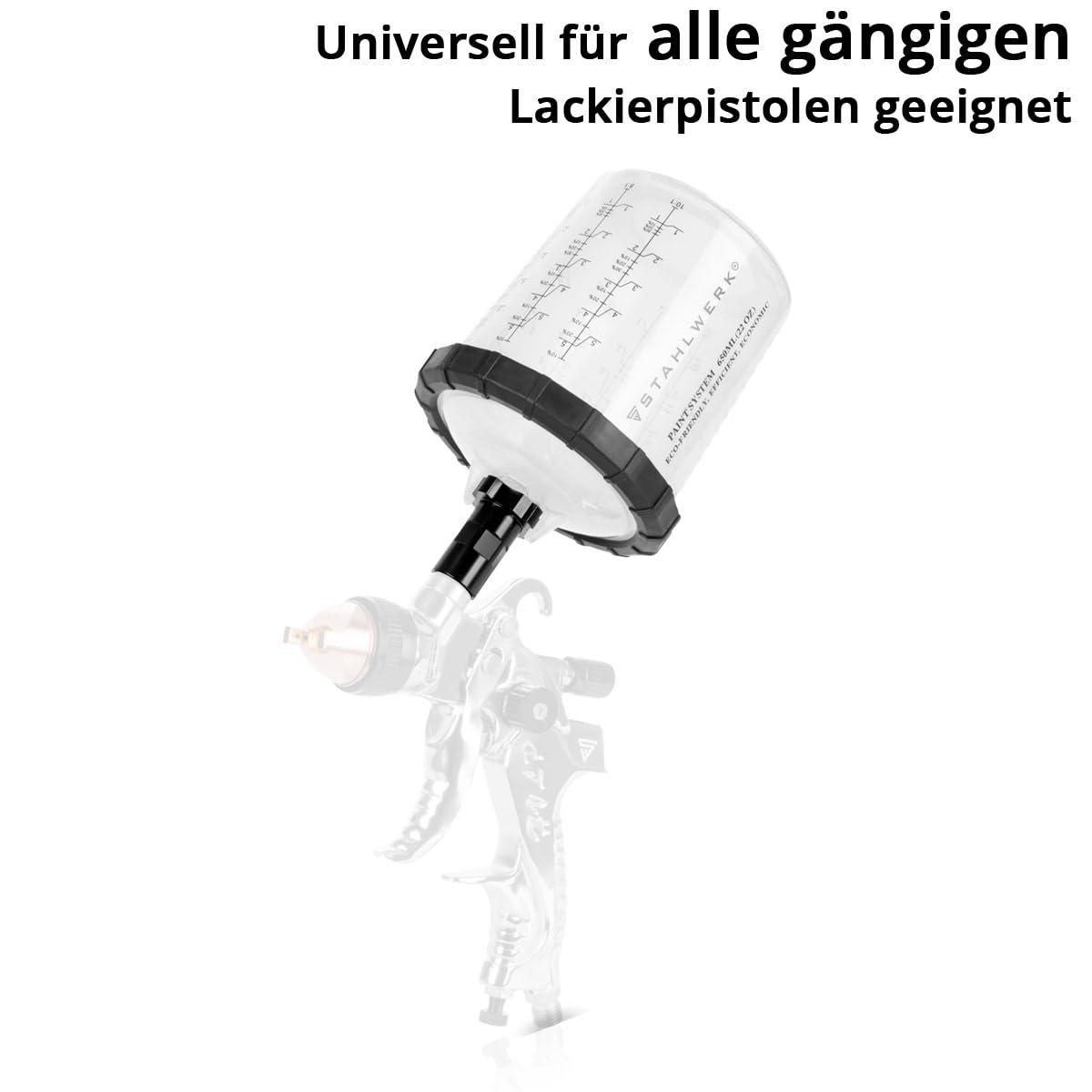 STAHLWERK HVLP Lackierpistolen-Set mit Mischbechern, Lackier-Set SGS-1125ST | Mit 3 Druckluft Lackierpistolen 0,8/1,4/1,7 mm Düsensatz, robuster Aluminium-Koffer, Mischbecherset 25-teilig, 650 ml