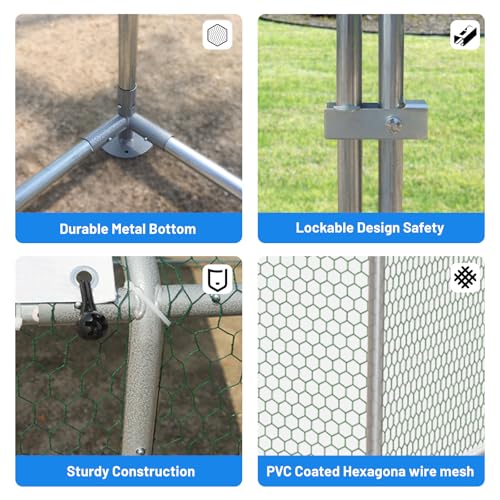 NUGRIART Large Metal Chicken Coop, Outdoor cage Run with Waterproof and Anti-UV Cover, Dome Roof Walk-in Poultry Cage Rabbit Duck House for Outside, Backyard and Farm. - Thumbnail 4