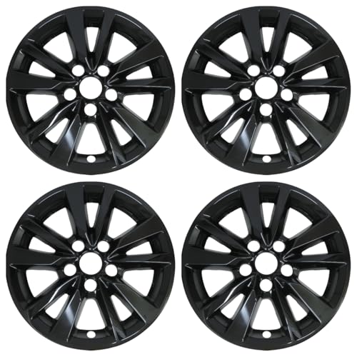 16” Gloss Black Wheel Skin Set Compatible with 2025 Toyota Camry Alloy Rim | Snap-On ABS Wheel Cover | Fits Directly Over OEM Wheels | Set of 4