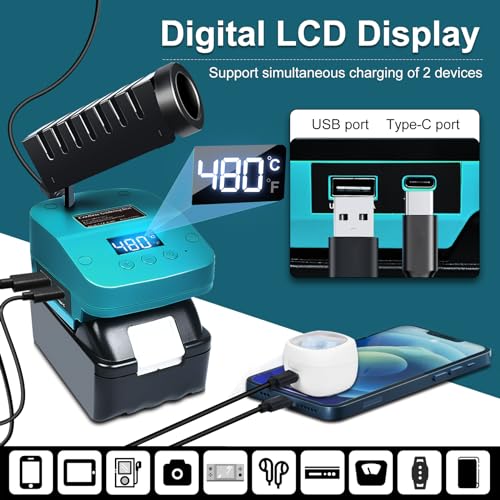 GZYZ Soldering Iron Station Compatible with Makita 18V Battery, 180℃- 480℃ Cordless Soldering Iron Kit with LCD Display, USB & Type C Port, for DIY Project, Appliance Repair (No Battery) 5 GZYZ Soldering Iron Station Compatible with Makita 18V Battery, 180℃- 480℃ Cordless Soldering Iron Kit with LCD Display, USB & Type C Port, for DIY Project, Appliance Repair (No Battery) - Image 5