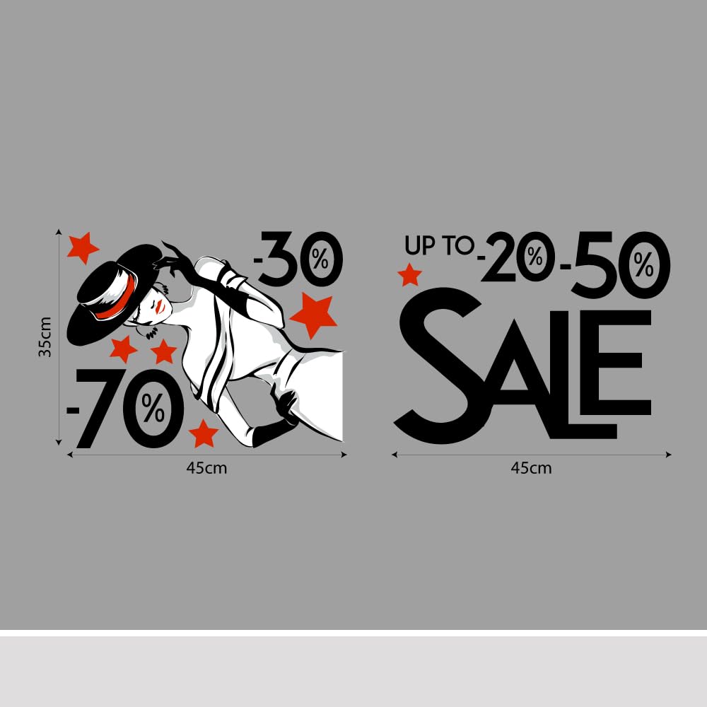 UVSD0158 Transparent Removable Repositionable Window Sticker for Window Glass Shop Windows Stickers Summer Winter Sales Discounts Occasions 2 Sheets 45x35cm