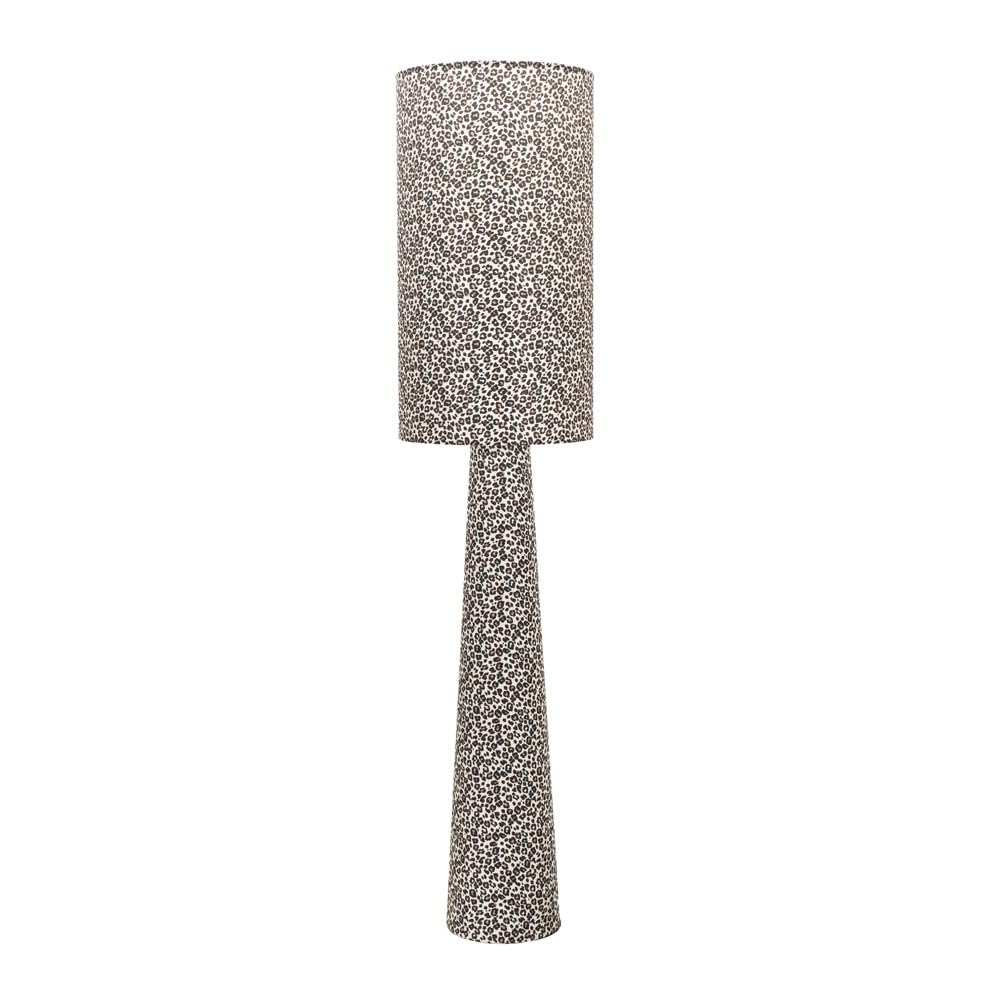 ValueLights Bertie Leopard Print Midi LED Floor Lamp - Cream