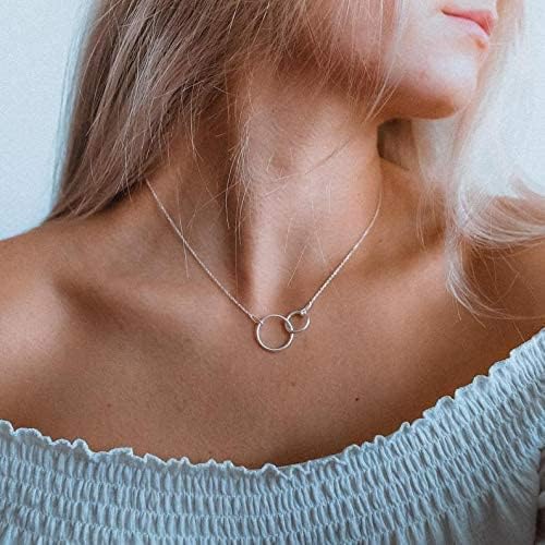 A Charmed Impression Sterling Silver Connected Circles Necklace Set - Best Friend Bonus Sister Gift