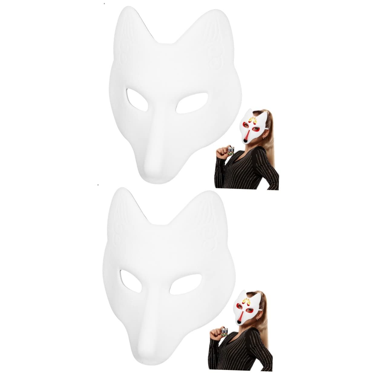 Toddmomy 2pcs Fox Mask Mask Therian Mask Empty Masquerade Mask Cosplay Party Mask Leather Miss Make up Props Mask for Adults Blank Mask Cosplay Mask