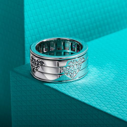 AnuClub Moissanite Wedding Band Ring D Color VVS1 925 Sterling Silver Unique Spinning Love Heart Promise Statement Anniversary Ring for Women with Certificate4