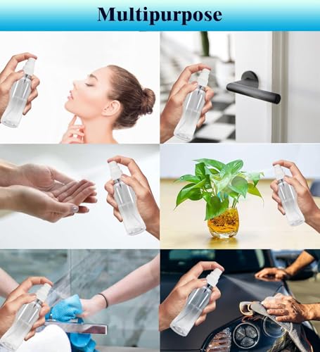 Image of Mist Spray Bottle 100 ml Transparent Plastic Empty Refillable Reusable Fine Mist Spray Bottle Container For Sanitizer, Perfume, Rose Water, Travel, Home Care, Other Diy (Pack of 6)