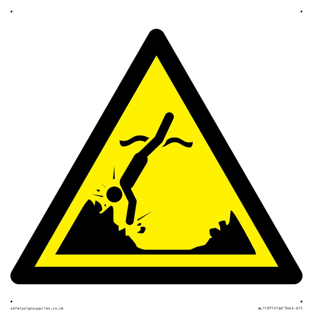 W049 Warning: Submerged objects Sign - 150x150mm - S15
