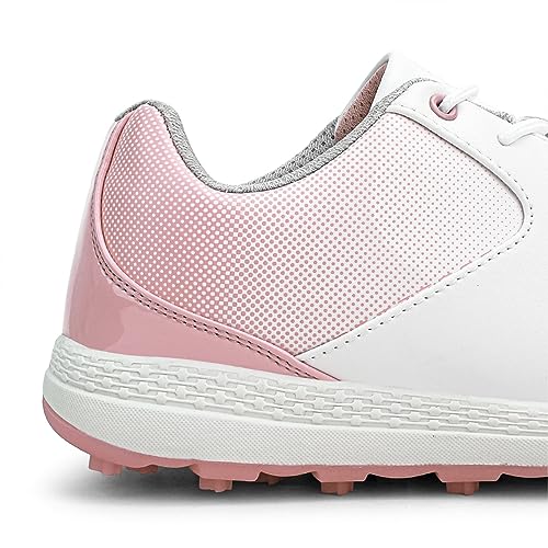 Zapatos de golf de cuero para mujer con diseño impermeable y suela cómoda sin pinchos 6