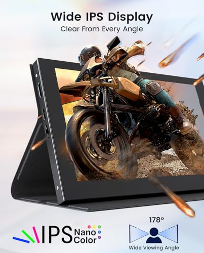 Image of Eyoyo Raspbery Pi Screen with Foldable Stand Cover Touchscreen Monitor | 1024x600, IPS Touch Display, Built-in Speakers, HDMI Input, Mini Portable Monitors for Raspbery Pi 5 /4 /3, 3D Printer, Laptop